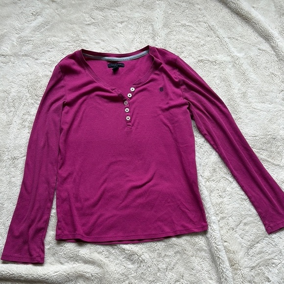 Tommy Hilfiger Pink Long Sleeve Top Button Up Large - Picture 2 of 9